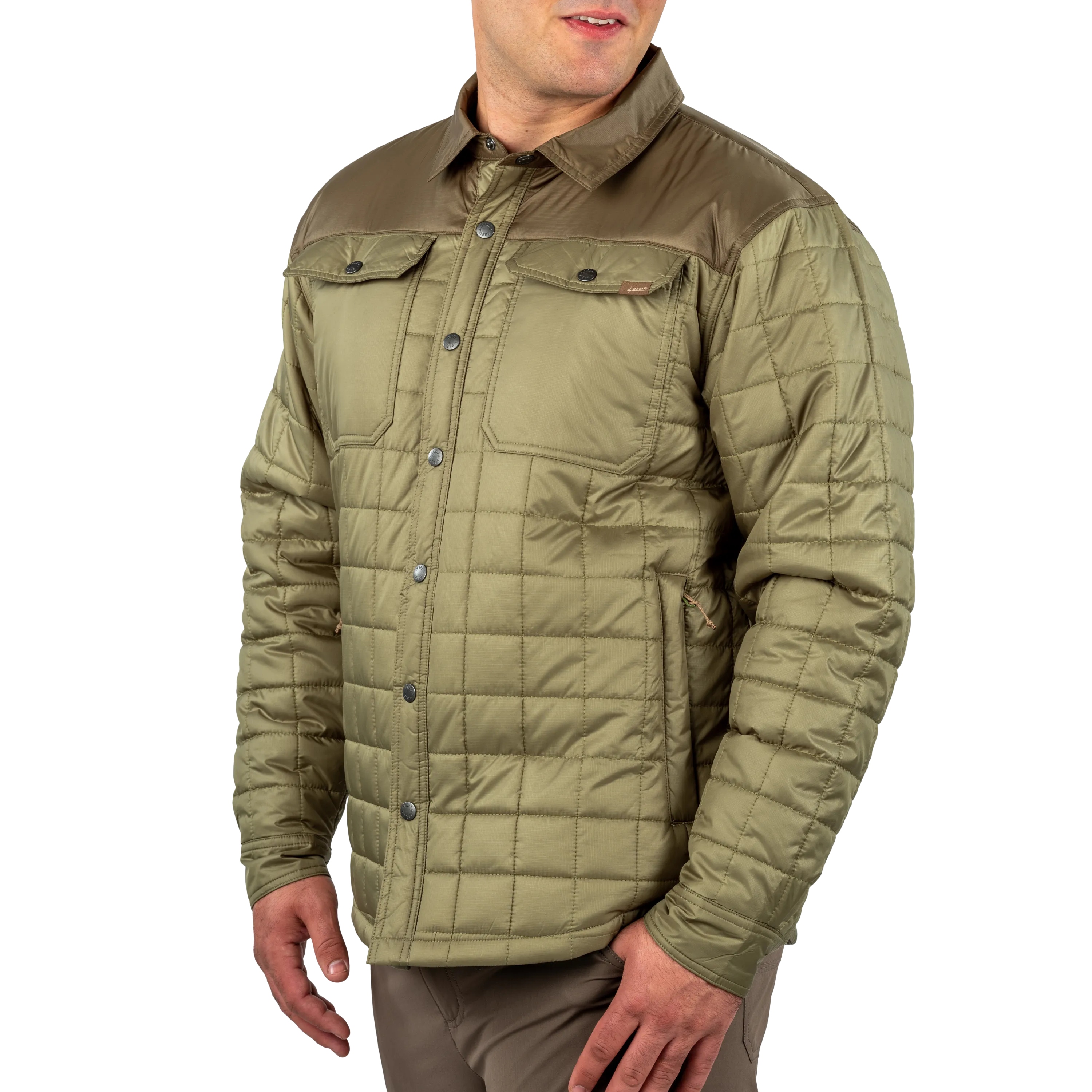 Men's Quilted Snap Front Shirt Jacket