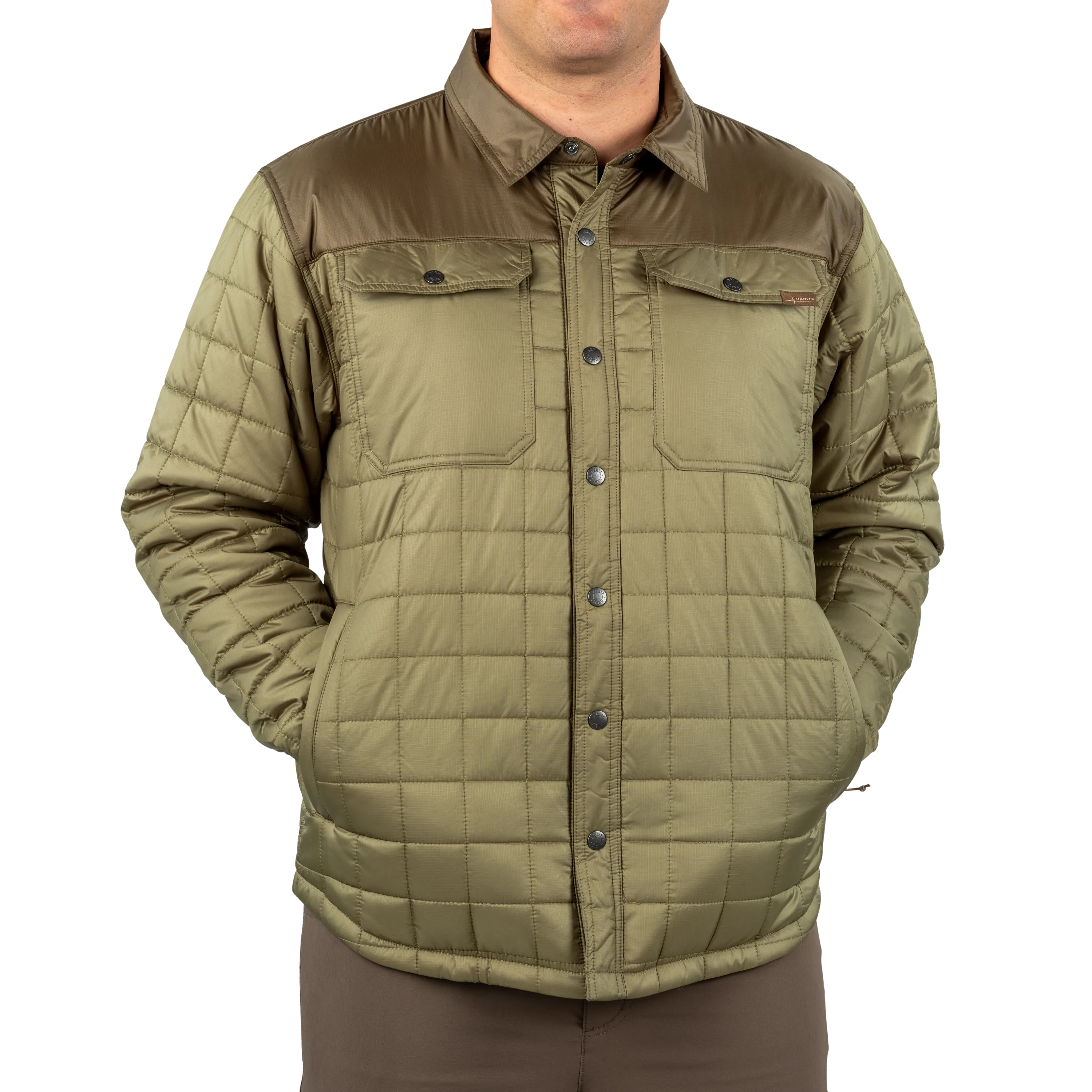 Men's Quilted Snap Front Shirt Jacket