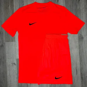 Nike Dri Fit Set - Tee & Shorts - Crimson Red (Junior)