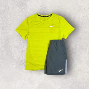 NIKE MILER CATCUS T-SHIRT / GREY SHORT SET