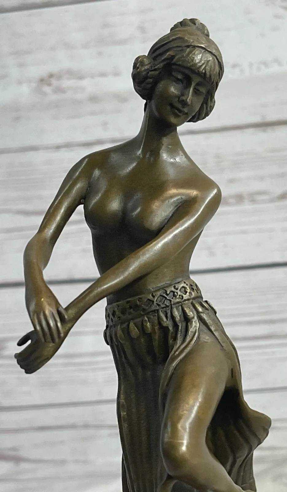 Nude Erotic Art Sexy Naked Nymph 100% Real Bronze Sculpture Figurine Classic Art