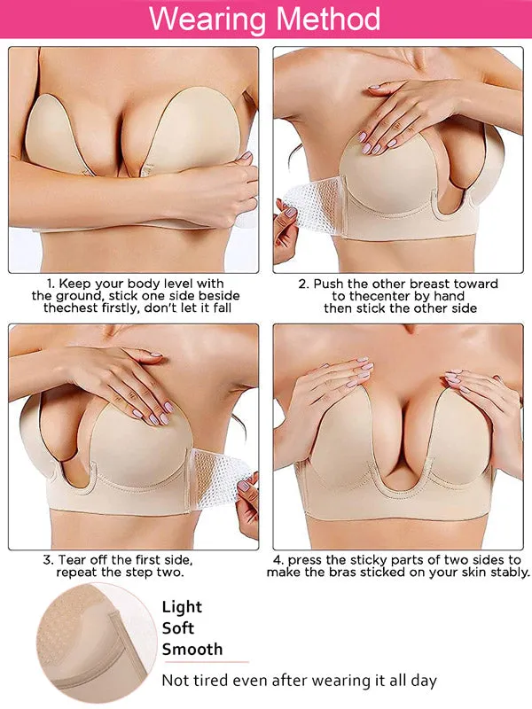 Plunge Strapless Invisible Sticky Push Up Bra