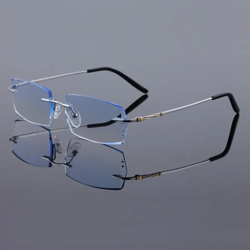 Reven Jate Men's Rimless Rectangle Titanium Eyeglasses 8036