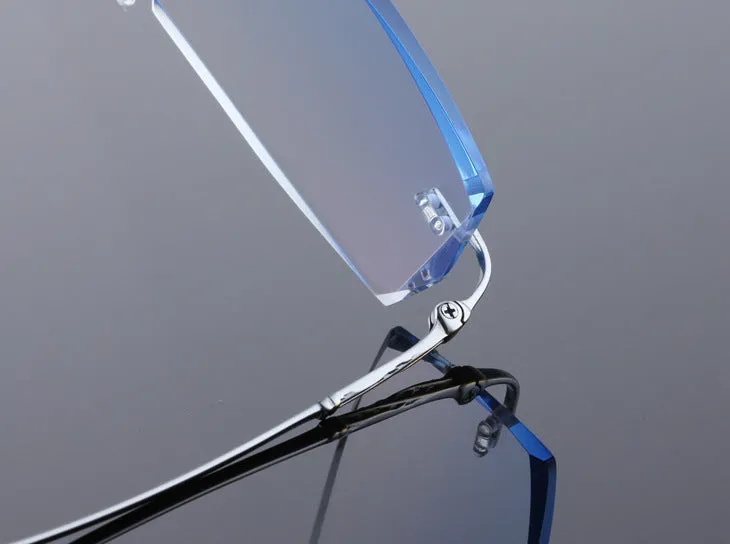 Reven Jate Men's Rimless Rectangle Titanium Eyeglasses 8036