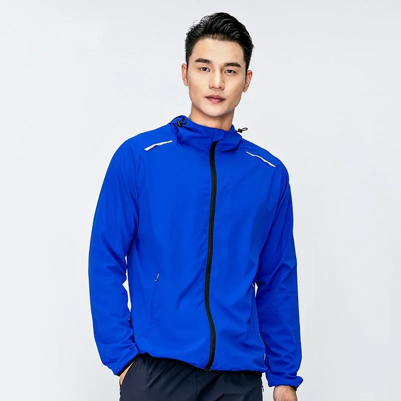 Running Jacket for Men Long Sleeve Shirt Hooded Track Top Full Zip Sportswear Fitness Coat Workout Gym Active Hoodies Sweatshirt