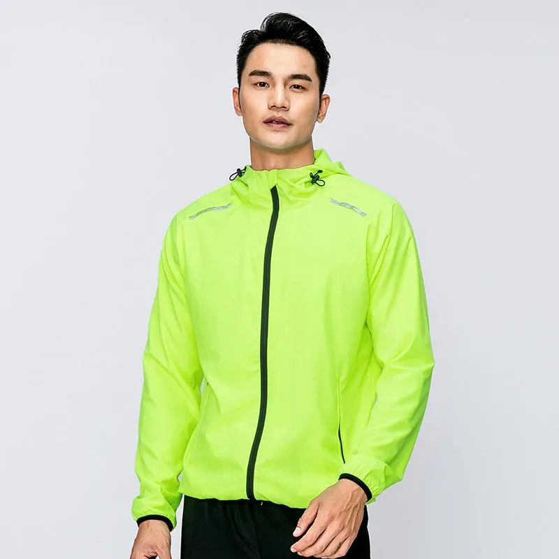 Running Jacket for Men Long Sleeve Shirt Hooded Track Top Full Zip Sportswear Fitness Coat Workout Gym Active Hoodies Sweatshirt