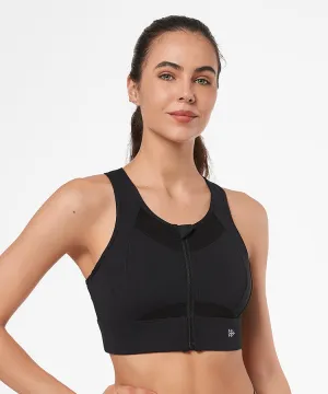 Sculpt Zip Mesh Racerback Padded Running Bra | Women's High Support Sports Bra