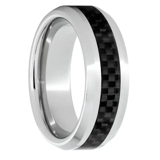 Serinium Beveled Edge Band with Carbon Fiber Inlay