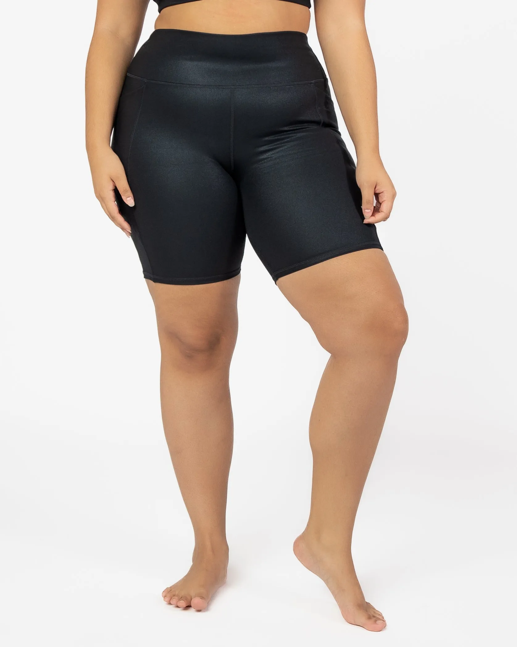 Skin Biker Shorts (8 in. inseam) - Black Shimmer Foil