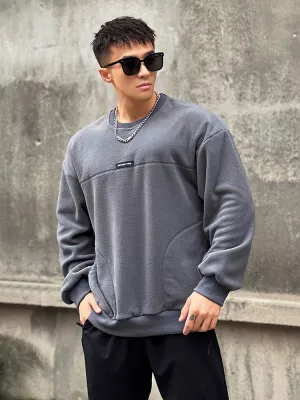 Thickened Loose Fleece Long Sleeve Fitness Sports Outdoor Crew Neck Warm Tops