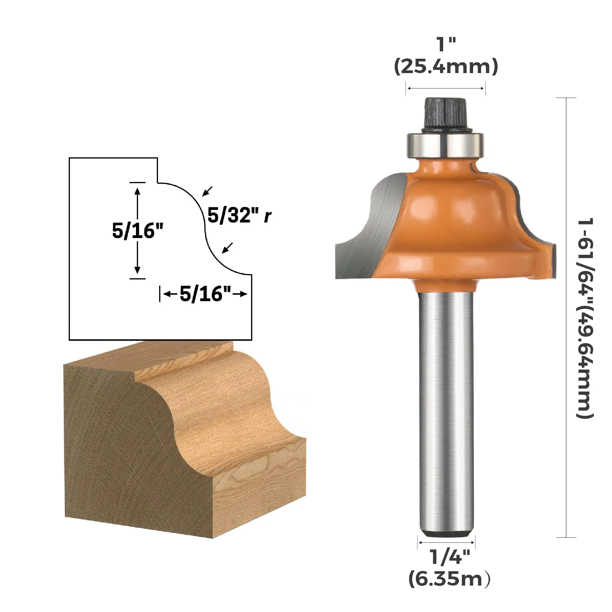 toolant Roman Ogee Router Bits for Edge Forming, 1/4-Inch Shank 5/16-Inch Dia, Carbide-Tipped Milling Cutter for Woodworking