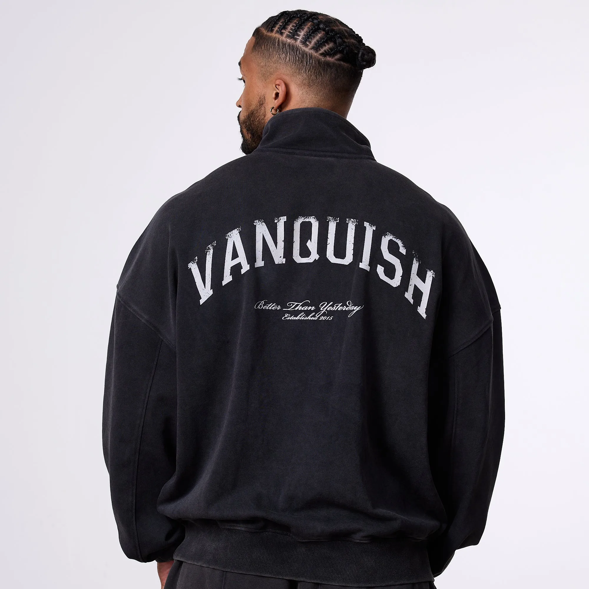 Vanquish Better Than Yesterday Washed Black Quarter Zip Sweater