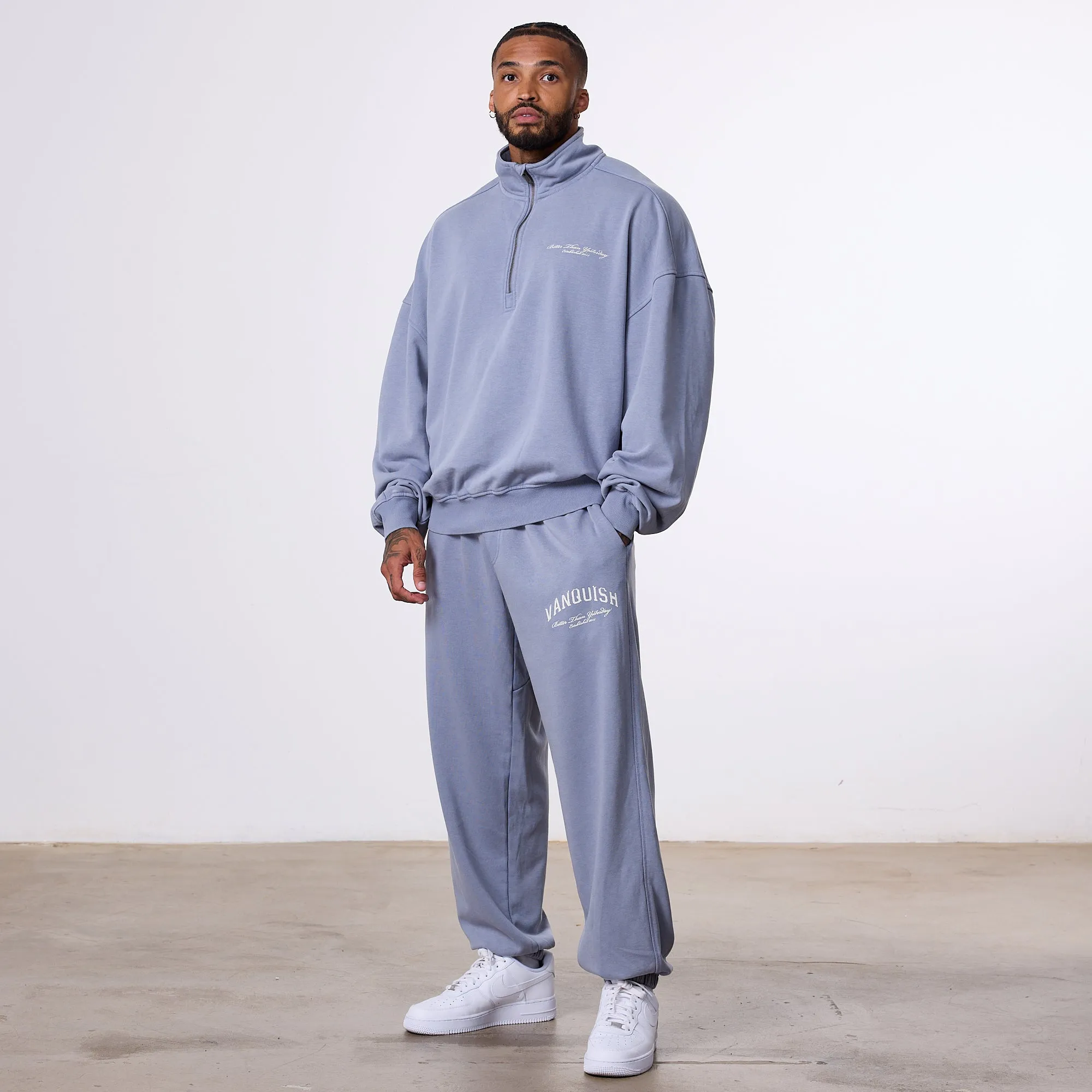 Vanquish Better Than Yesterday Washed Blue Oversized Sweatpants