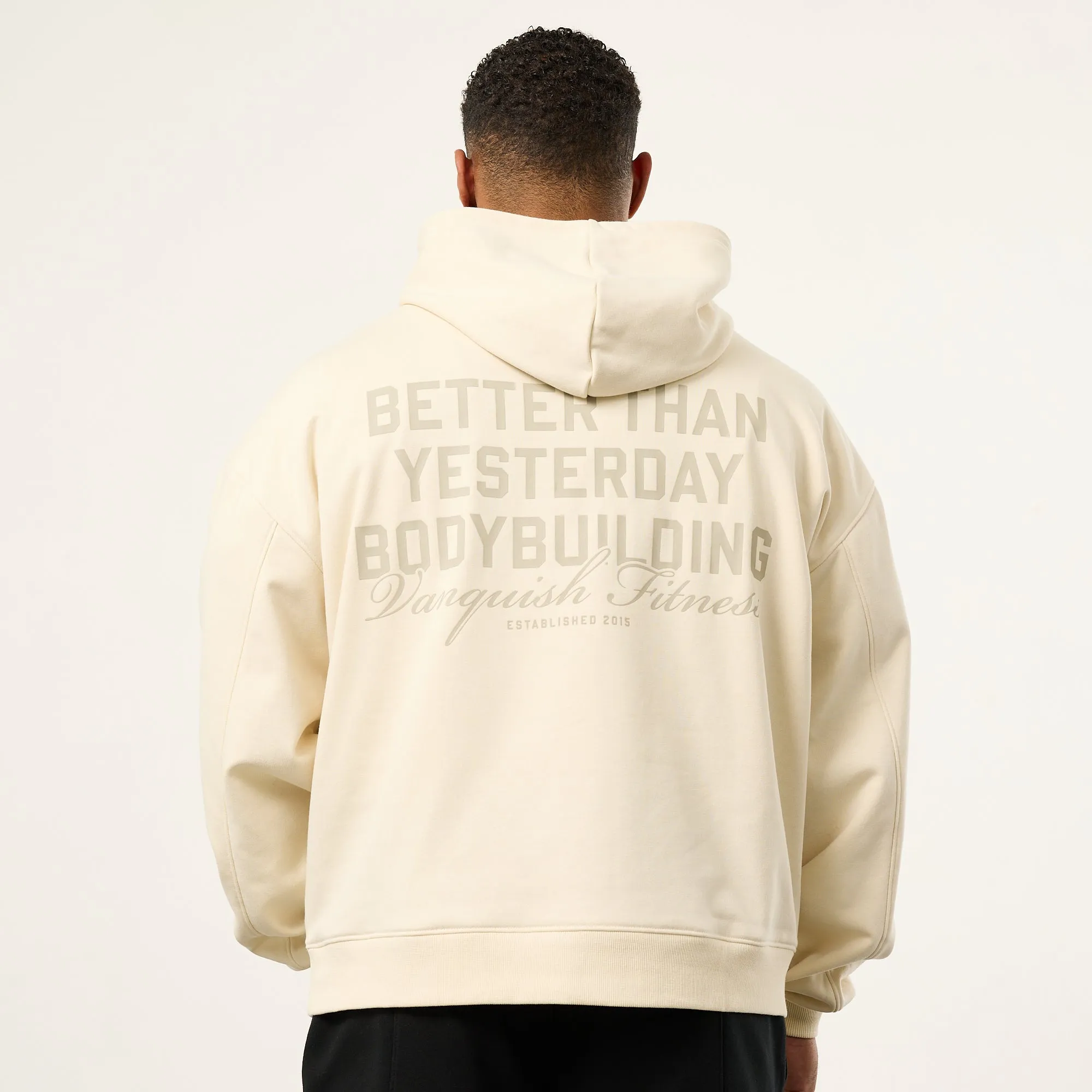 Vanquish Bodybuilding Vintage White Boxy Oversized Pullover Hoodie