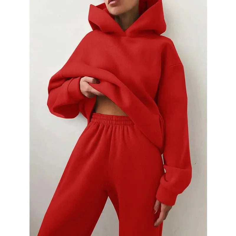 Winter Tracksuit - Cozy England Style Two Piece for Women | Thick, Soft, and Warm