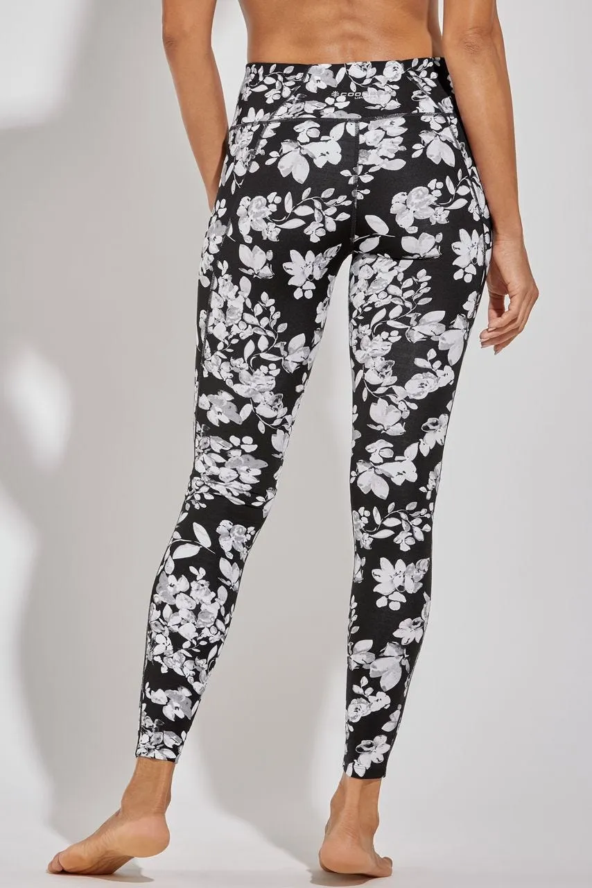 Women's High-Rise Asana Yoga Leggings  |  Black Dynamic Floral