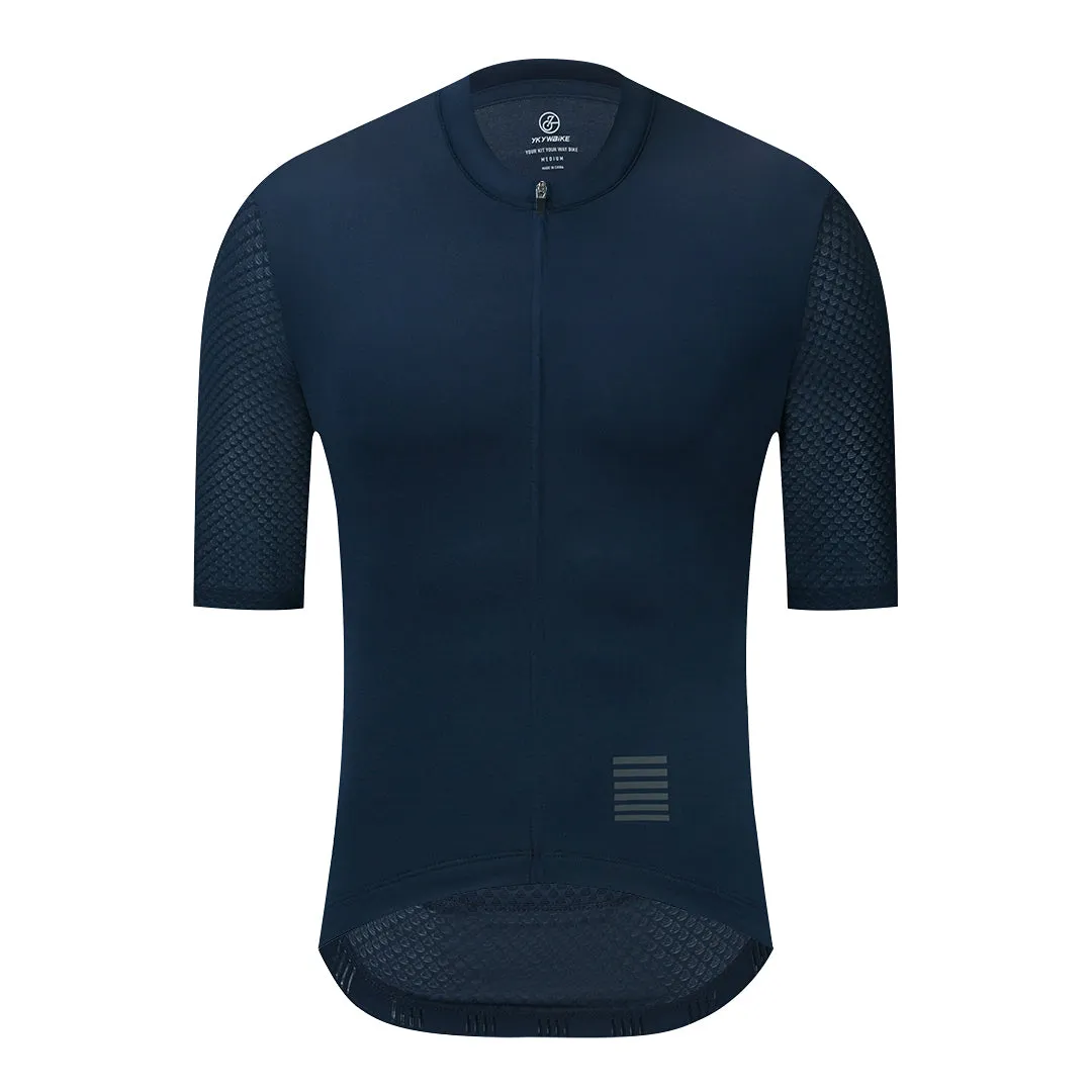 YKYW Men's Cycling Jersey Breathable Back Pocket Summer Reflective peacock blue