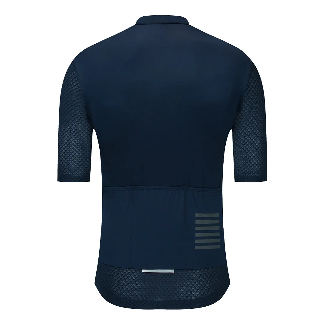 YKYW Men's Cycling Jersey Breathable Back Pocket Summer Reflective peacock blue