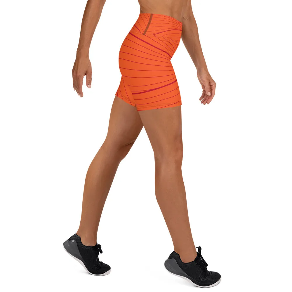 Yoga Shorts - Orange Abstract